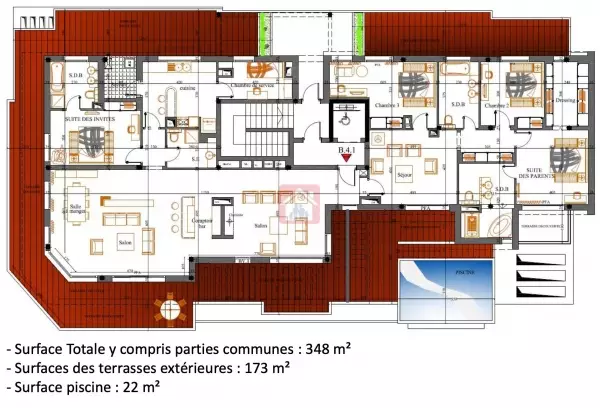 Penthouse à Vendre Luxe et Confort avec piscine à Ain Zaghouan Nord