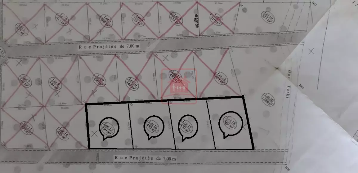 4 Lots de Terrain à Borj Ettouil de 450m² chacun