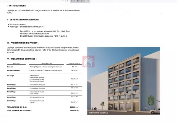 Projet Hôtelier R+6 au Centre-Ville
