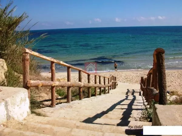 Terrain pieds dans l'eau de 5 hectares à Ras Jebel